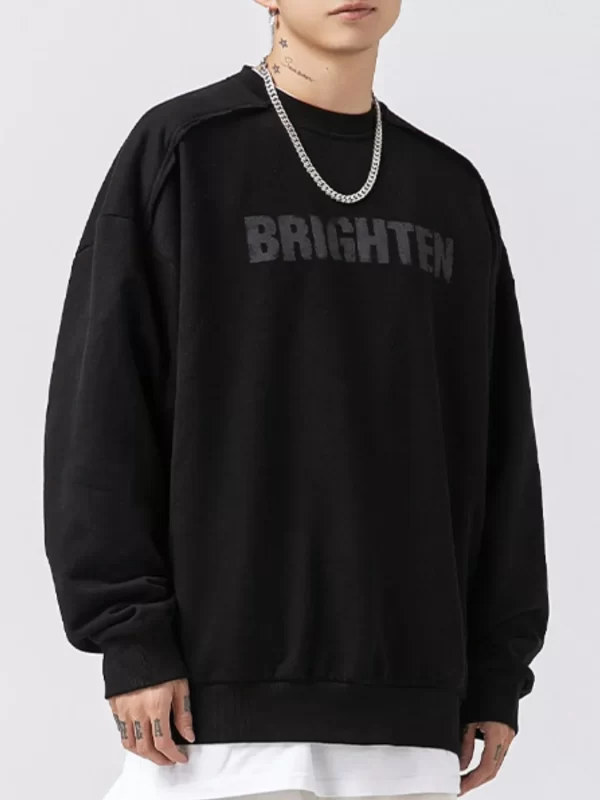 Men's Letter Graphic Round Neck Long Sleeve Sweatshirt - Image 9