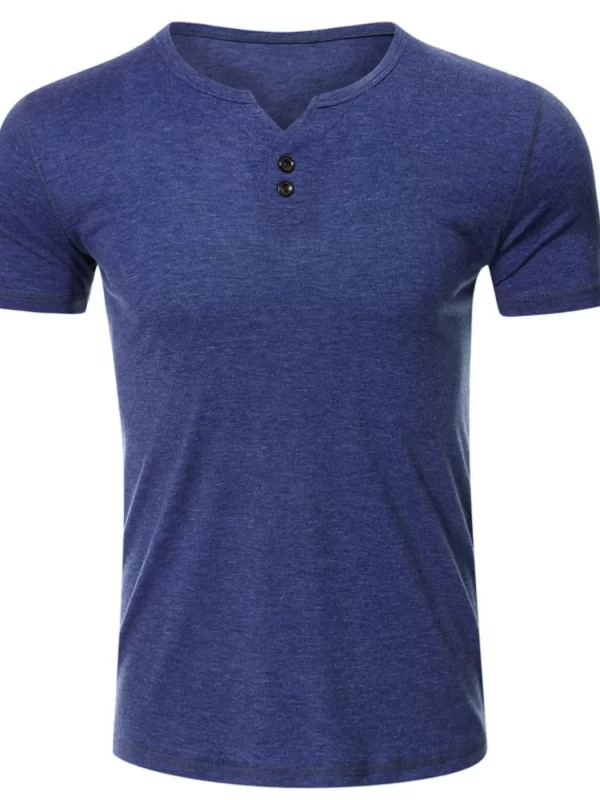 Men's Henley Short Sleeve Polo Top - Image 3