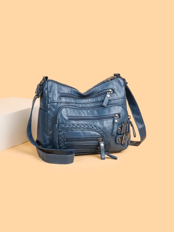 Multi Pockets PU Leather Shoulder Bag - Image 22