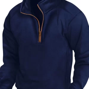 Men's Full Size Half Zip Long Sleeve Sweatshirt Plus Size