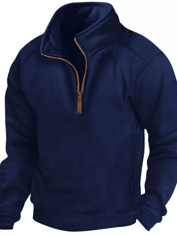 Men's Full Size Half Zip Long Sleeve Sweatshirt Plus Size