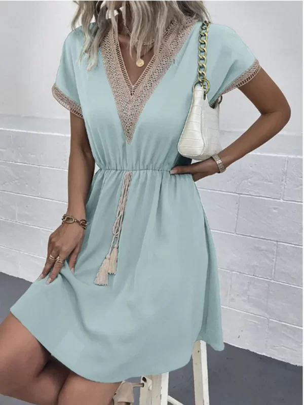 Full Size V-Neck Short Sleeve Dress Plus Size - Image 10