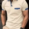 Men's Full Size Contrast Collared Neck Short Sleeve Polo Plus Size