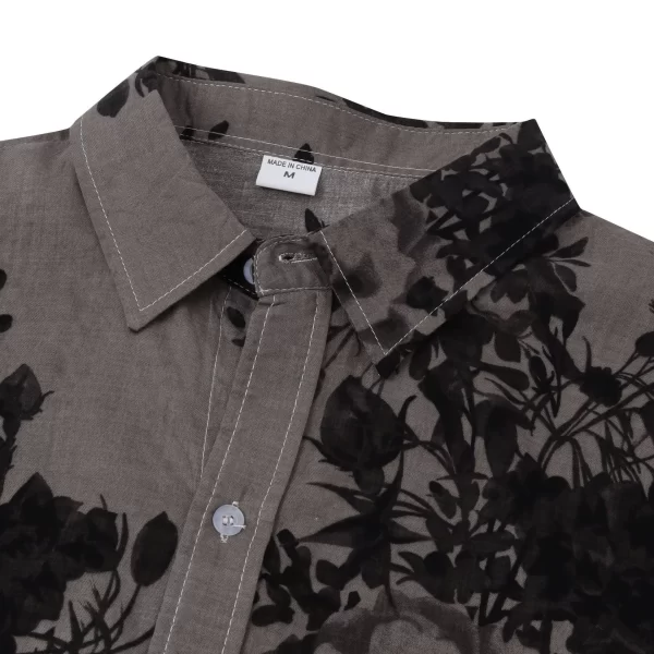 Men's Plus Size Printed Short Sleeve Button Down Casual Shirt - Image 9