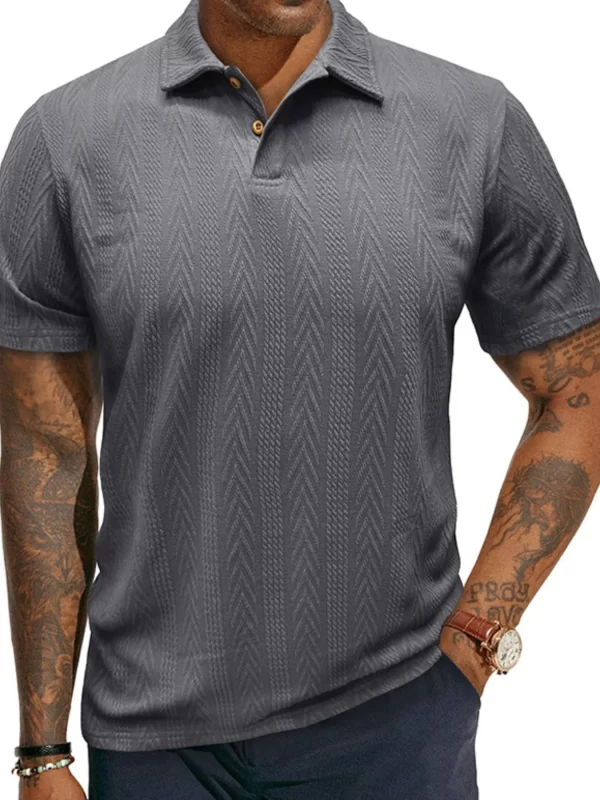 Men's Classic Chevron Textured Polo Shirt - Image 6