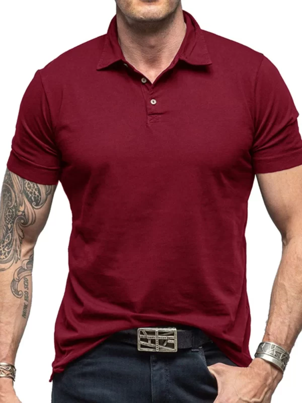 Men's Collared Neck Short Sleeve Polo Shirt - Image 2