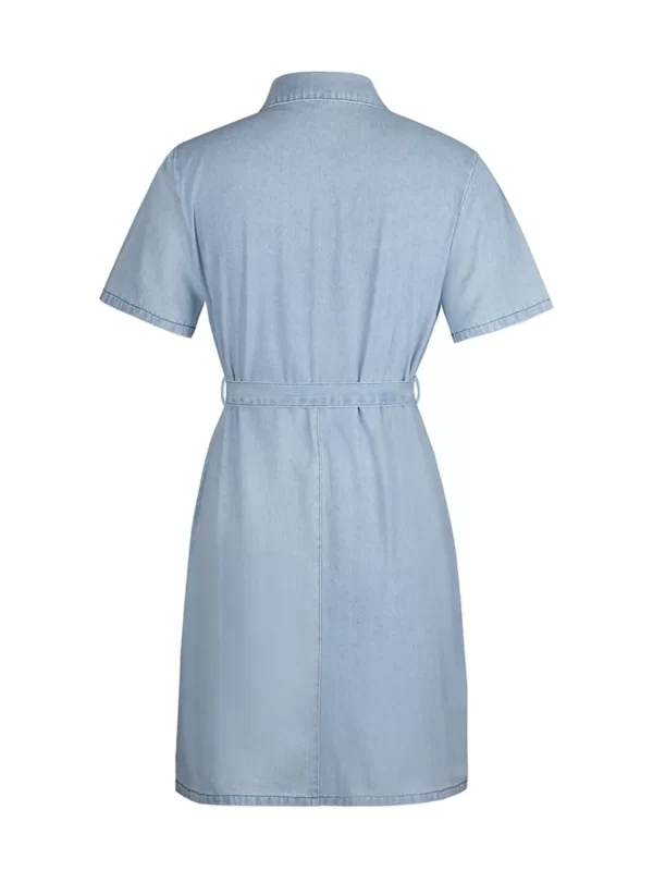Full Size Zip Front Short Sleeve Denim Dress Plus Size - Image 13