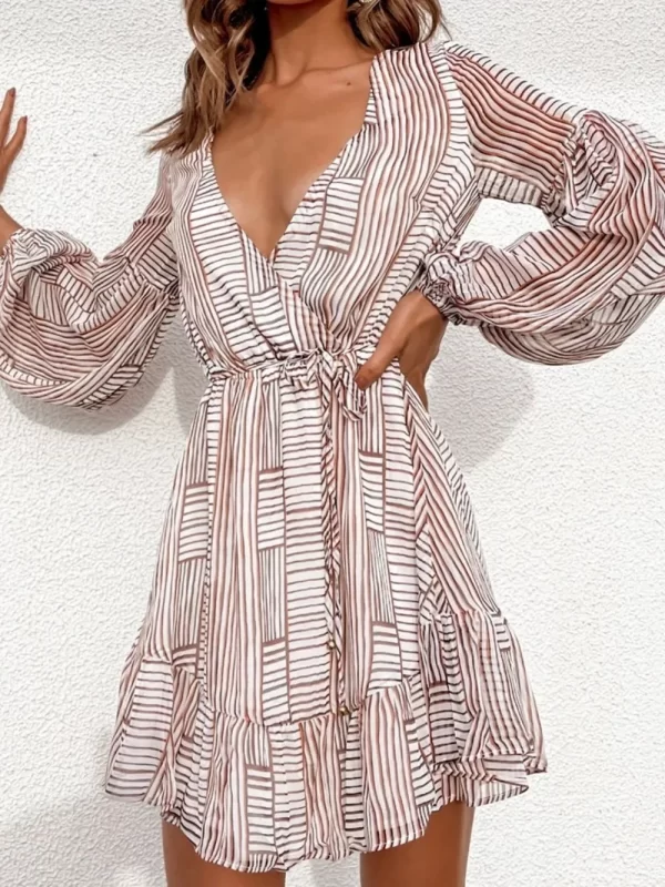 Cutout Back Surplice Long Sleeve Dress - Image 3