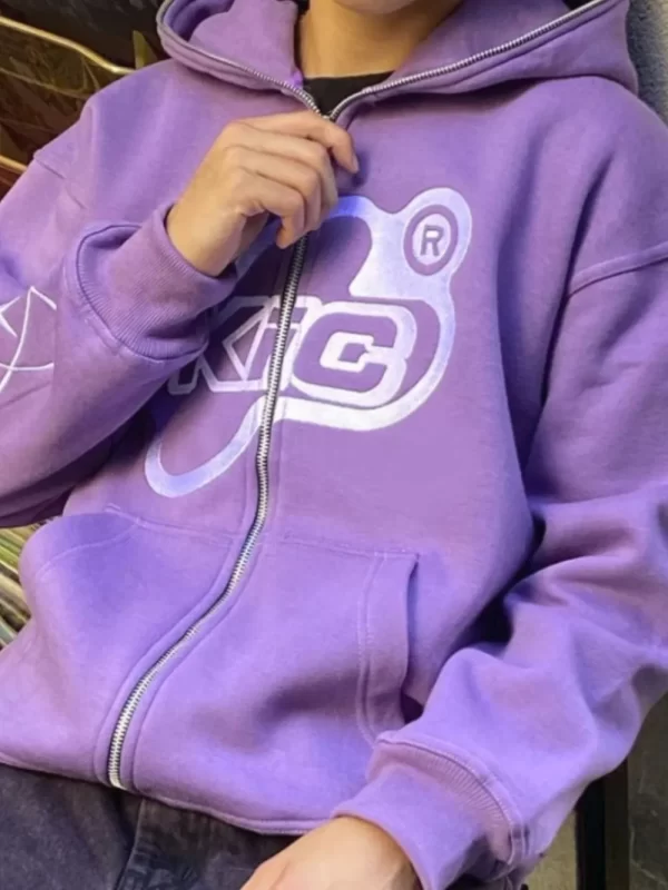Men's Letter Graphic Zip Up Long Sleeve Hoodie - Image 3