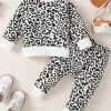 Leopard Round Neck Long Sleeve Top and Pants Set
