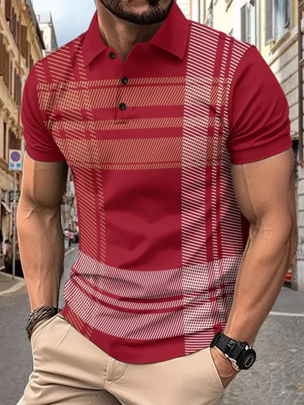 Men's Full Size Button Detail Short Sleeve Polo Plus Size - Image 4