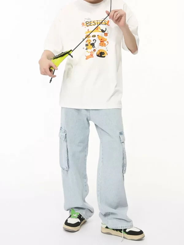 Men's Washed Straight Cargo Jeans - Image 4