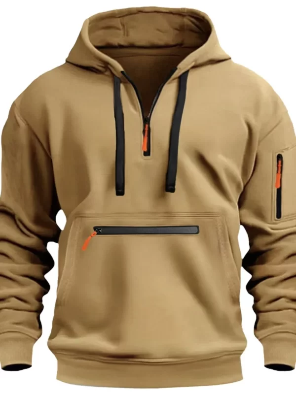 Men's Full Drawstring Half Zip Hoodie Plus Size - Image 4