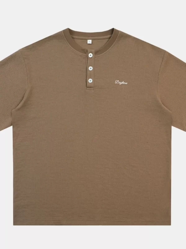 Men's Button Detail Half Sleeve Top - Image 6