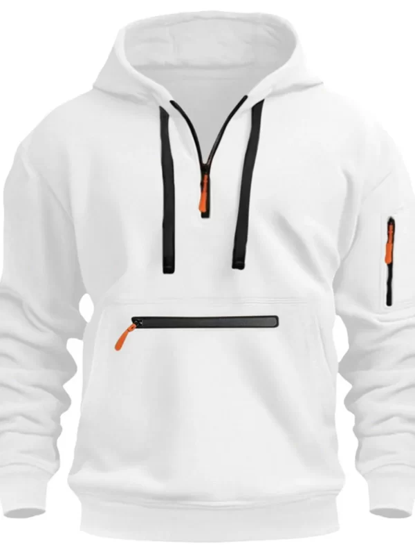 Men's Full Drawstring Half Zip Hoodie Plus Size - Image 9