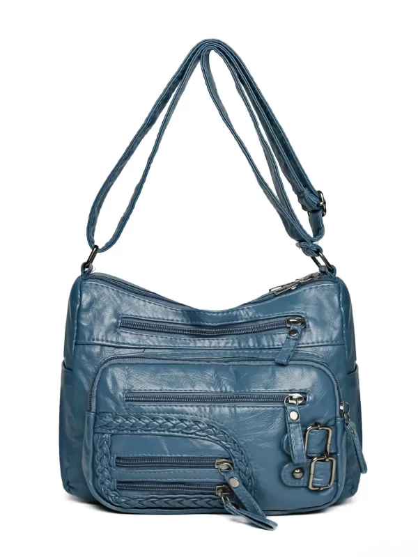 Multi Pockets PU Leather Shoulder Bag - Image 14