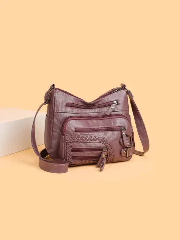 Multi Pockets PU Leather Shoulder Bag - Image 21