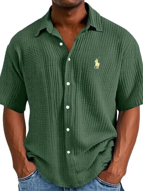Men's Full Size Button Up Short Sleeve Shirt Plus Size - Image 6