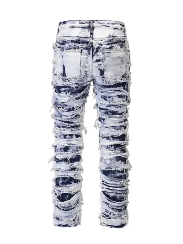 Men's Distressed Raw Hem Straight Jeans - Image 6
