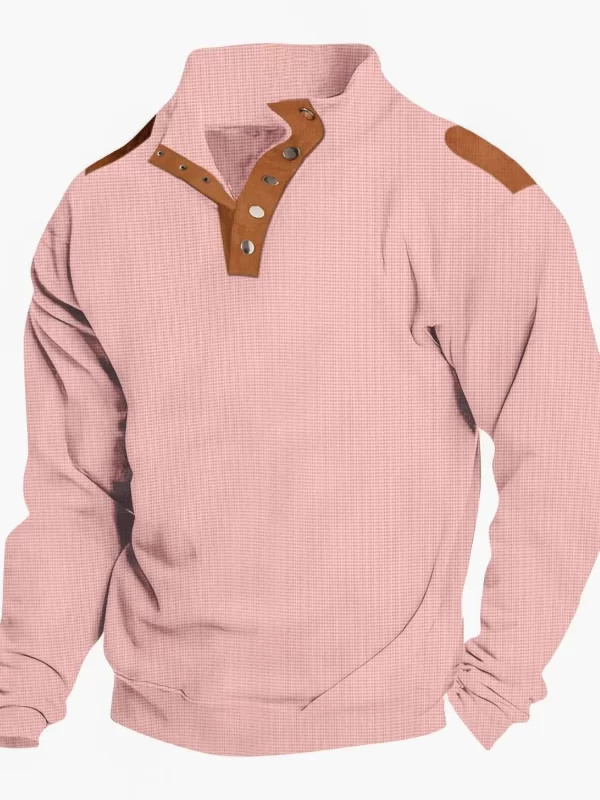 Men's Full Size Stand Collar Long Sleeve Polo Plus Size - Image 3