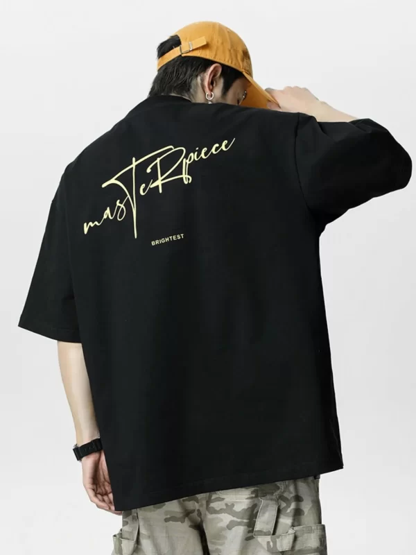 Men's Plus Size Round Neck Letter Graphic T-Shirt - Image 6