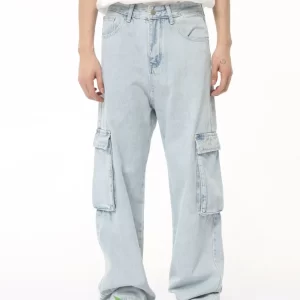 Men's Washed Straight Cargo Jeans