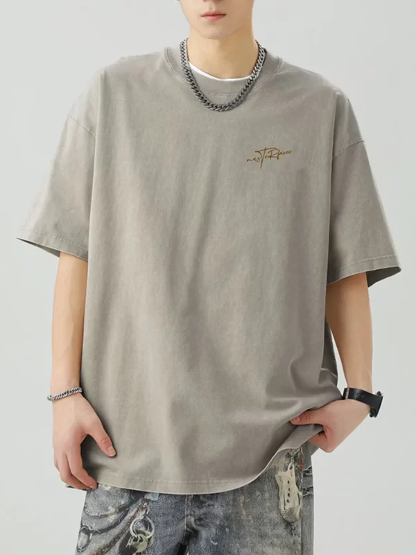 Men's Plus Size Round Neck Letter Graphic T-Shirt - Image 9