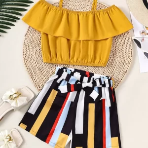 Children's Ruffled Spaghetti Strap Top and Pants Set