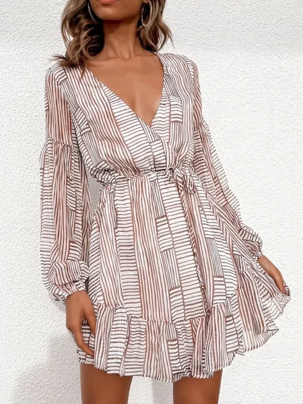 Cutout Back Surplice Long Sleeve Dress - Image 8
