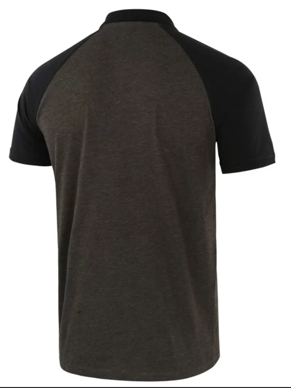 Men's Casual Raglan Sleeve Two-Tone Polo Shirt - Image 4