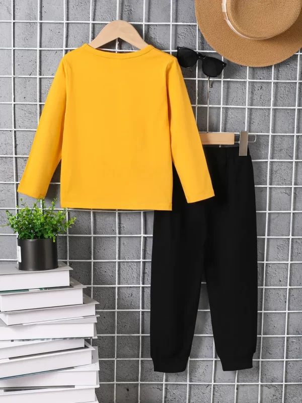 Kids Graphic Round Neck Long Sleeve Top and Pants Set - Image 7
