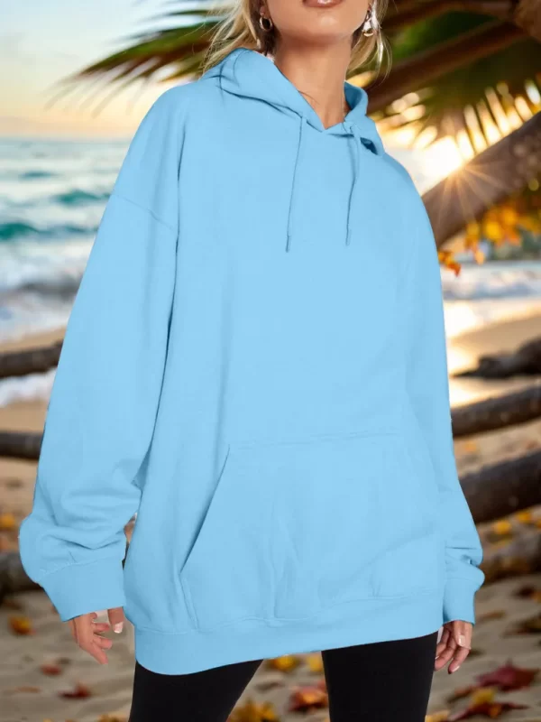 Drawstring Dropped Shoulder Hoodie - Image 4