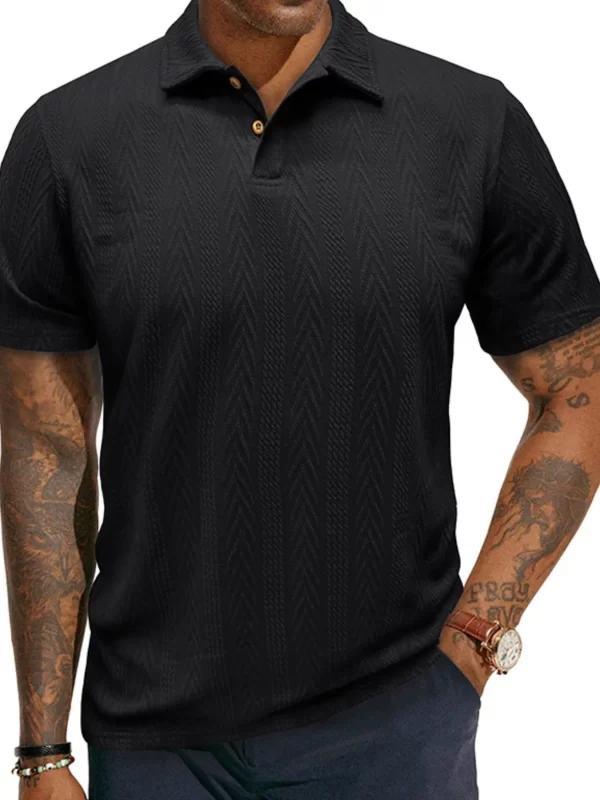 Men's Classic Chevron Textured Polo Shirt - Image 7