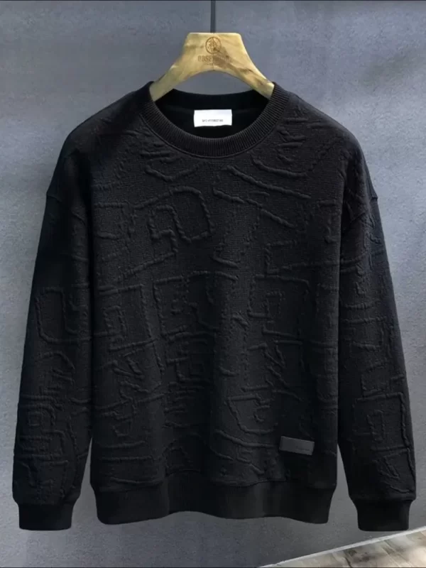 Men's  Plus Size Textured Round Neck Long Sleeve Sweatshirt - Image 11