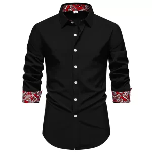 Men's Casual Button-Down Shirt with Cuff Detail
