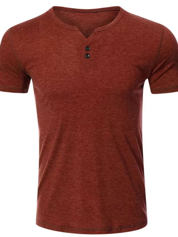 Men's Henley Short Sleeve Polo Top - Image 2