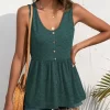 Decorative Button Wide Strap Tank