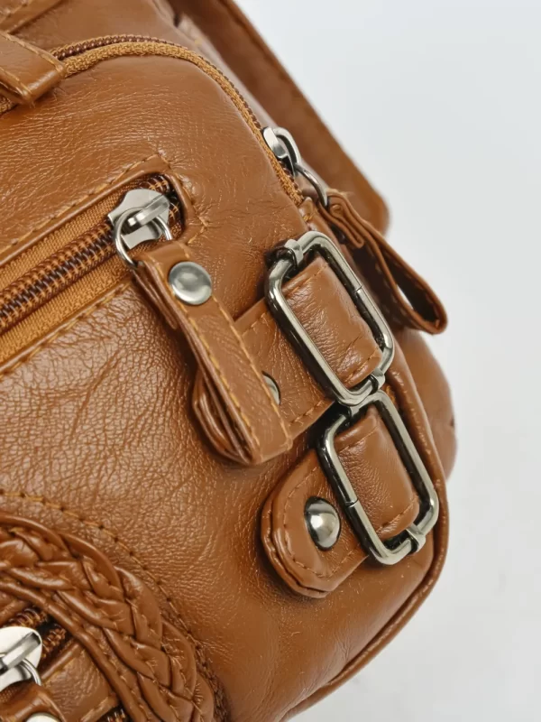 Multi Pockets PU Leather Shoulder Bag - Image 5