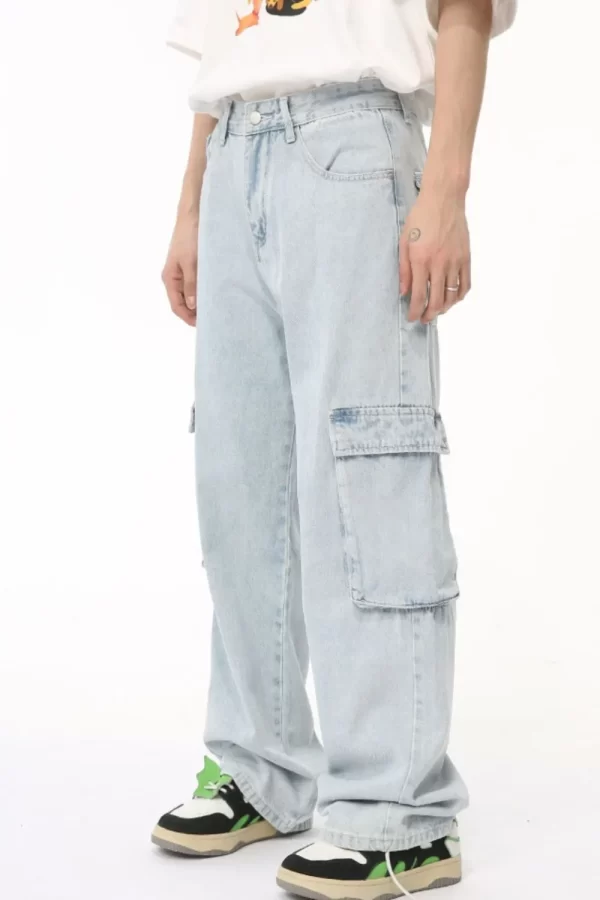 Men's Washed Straight Cargo Jeans - Image 7