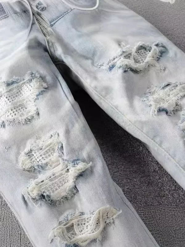 Men's Distressed Jeans with Pockets - Image 3