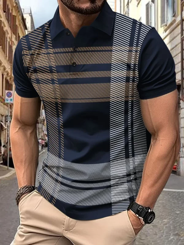 Men's Full Size Button Detail Short Sleeve Polo Plus Size - Image 3