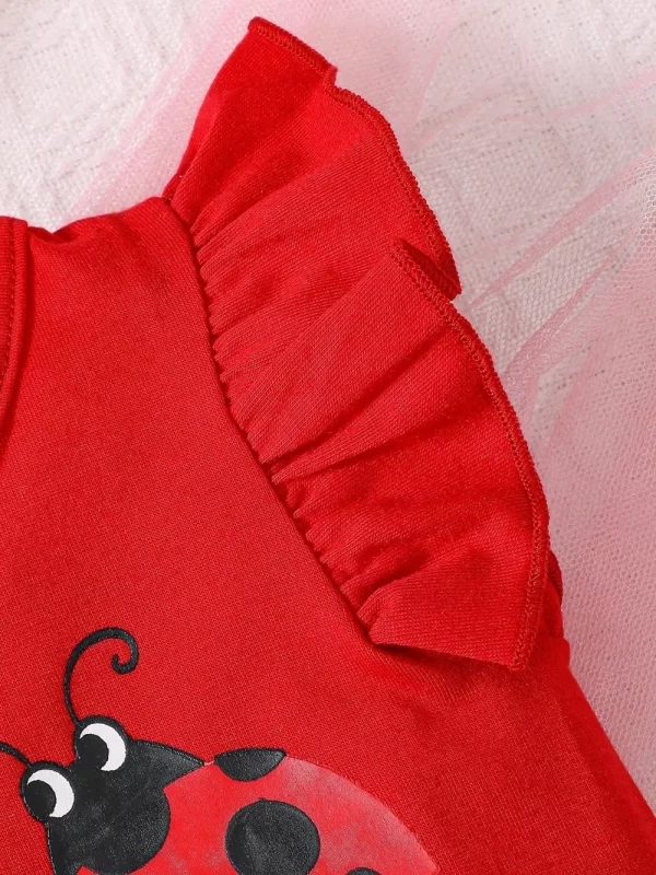 Children's Headband, Round Neck Ruffle Sleeve Top and Pants Set - Image 4