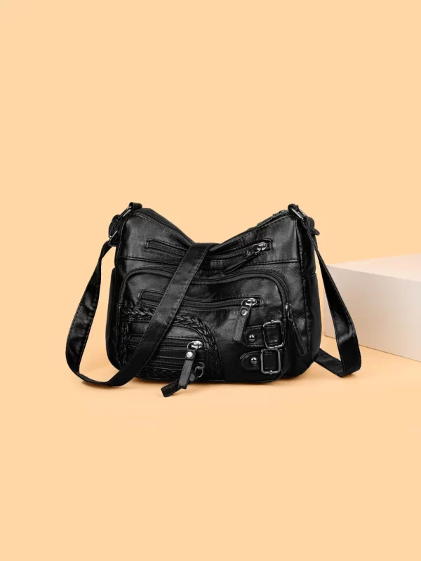 Multi Pockets PU Leather Shoulder Bag - Image 24