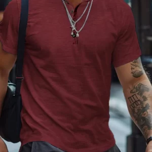 Men's Full Size Button Henley Collar Polo Shirt Plus Size