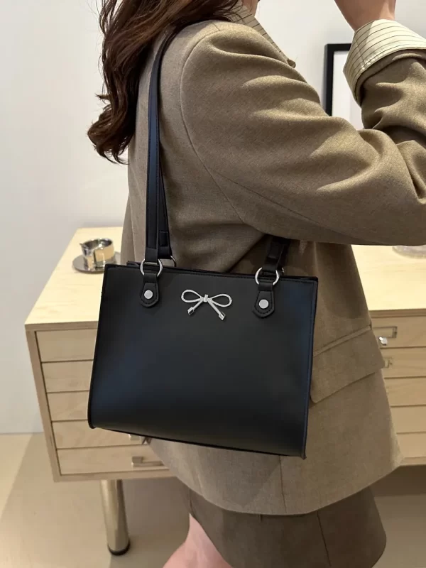 Bow PU Leather Shoulder Bag - Image 10