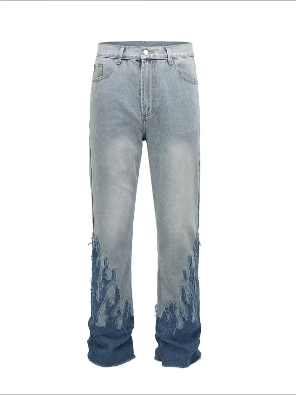Men's Flame Pattern Patch Cargo Jeans ’ - Image 3