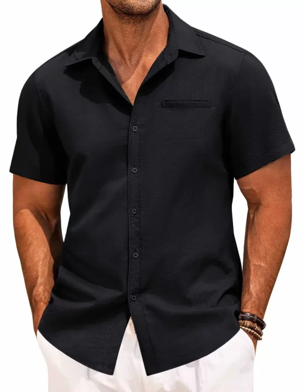 Men's Plus Size Classic Short Sleeve Button Down Shirt - Image 5