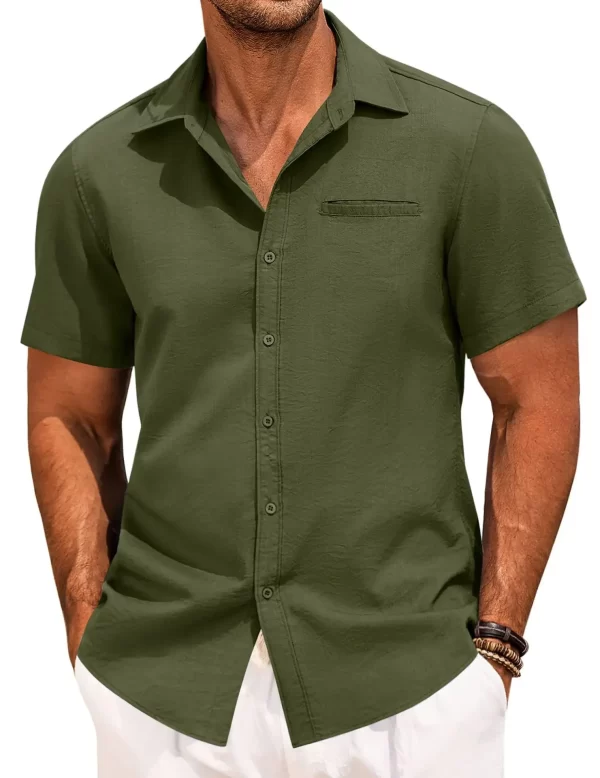 Men's Plus Size Classic Short Sleeve Button Down Shirt - Image 6