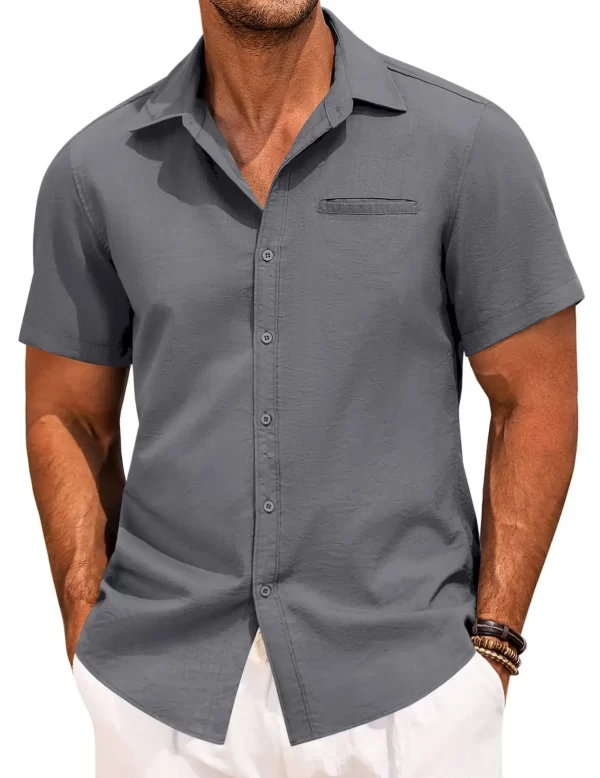 Men's Plus Size Classic Short Sleeve Button Down Shirt - Image 8