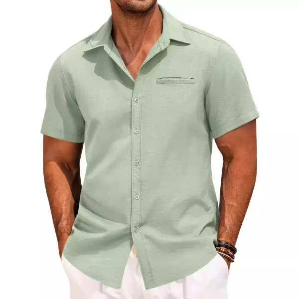 Men's Plus Size Classic Short Sleeve Button Down Shirt - Image 9